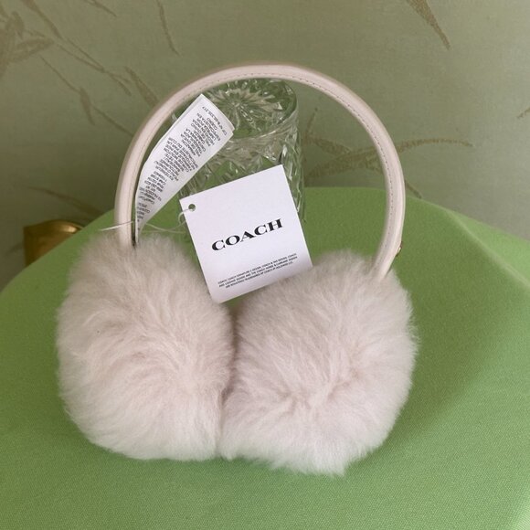 COACH SHEARLING AND LEATHER EARMUFFS:NWT CHALK 7371 - Picture 3 of 10